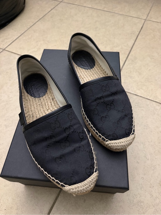 Gucci Shoes - Gucci Black GG Canvas Espadrille Slip-On Loafers